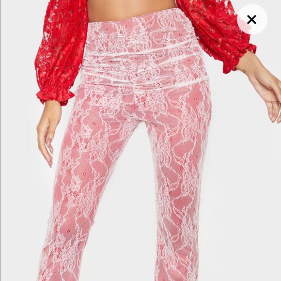 Lace Ruched Flare Pants - Picture 2 of 8